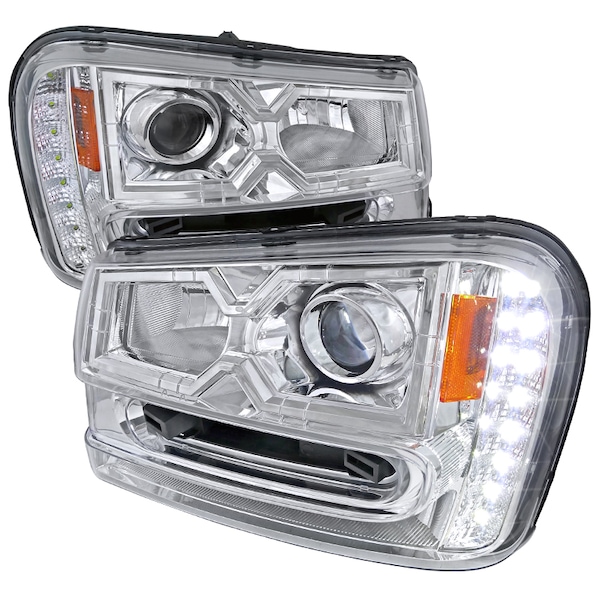 Spec-D Tuning 02-09 Chevrolet Trailblazer Projector Headlight Chrome Housing 2LHP-TBLZ02-V2-RS - main